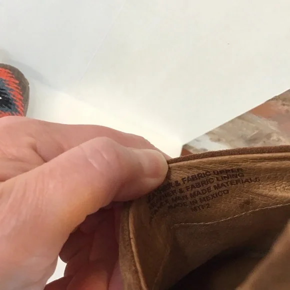 BORN Women's Brown Suede Slip-On Clogs Coral Blue Woven Southwest Accent 9 - Picture 8 of 9